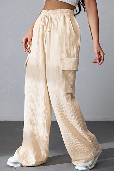 Drawstring Pocketed Wide Leg Pants - Pahabu - Women's Clothing & Shop