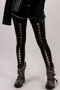 Grommet Lace Up Leggings - Pahabu - Women's Clothing & Shop