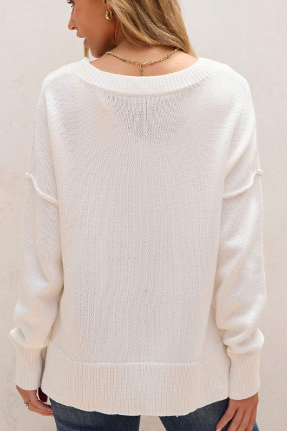 US Flag Side Slit Drop Shoulder Sweater - Pahabu - Women's Clothing & Shop