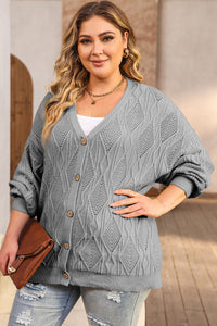Plus Size Cable-Knit Button Up Sweater - Pahabu - Women's Clothing & Shop