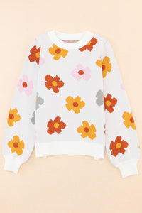 Floral Round Neck Sweater - Pahabu - Women's Clothing & Shop