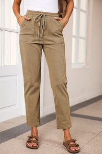 Drawstring Straight Pants with Pockets - Pahabu - Women's Clothing & Shop