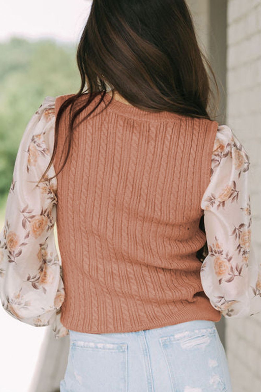 Cable Knit Round Neck Flounce Sleeve Sweater - Pahabu - Women's Clothing & Shop