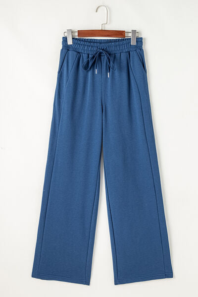 Drawstring Elastic Waist Straight Leg Pants - Pahabu - Women's Clothing & Shop