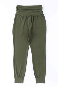High-Rise Wide Waistband Joggers - Pahabu - Women's Clothing & Shop