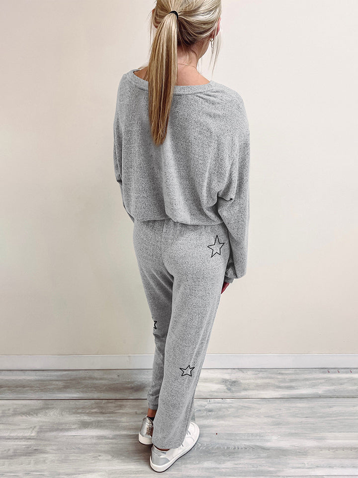 Star Print Long Sleeve Top and Pants Lounge Set - Pahabu - Women's Clothing & Shop