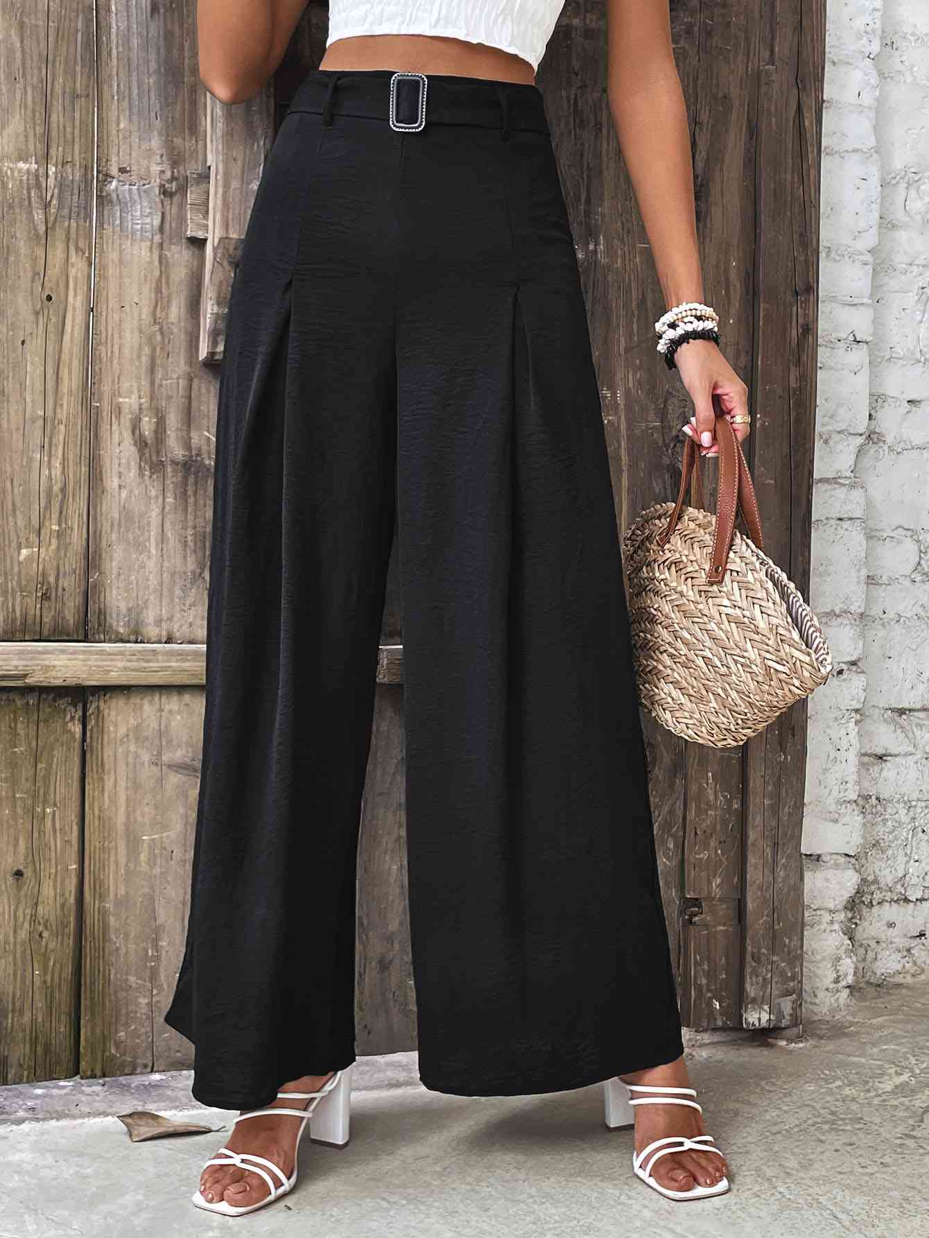 Perfee Ruched High Waist Wide Leg Pants - Pahabu - Women's Clothing & Shop