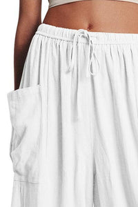 Full Size Pocketed Drawstring Wide Leg Pants - Pahabu - Women's Clothing & Shop