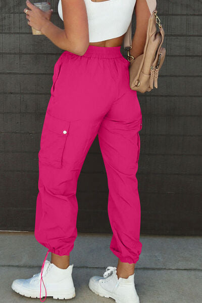Drawstring Elastic Waist Pants with Pockets - Pahabu - Women's Clothing & Shop