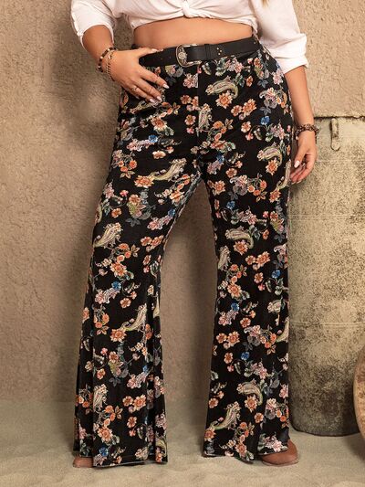 Plus Size Wide Leg Printed Pants - Pahabu - Women's Clothing & Shop