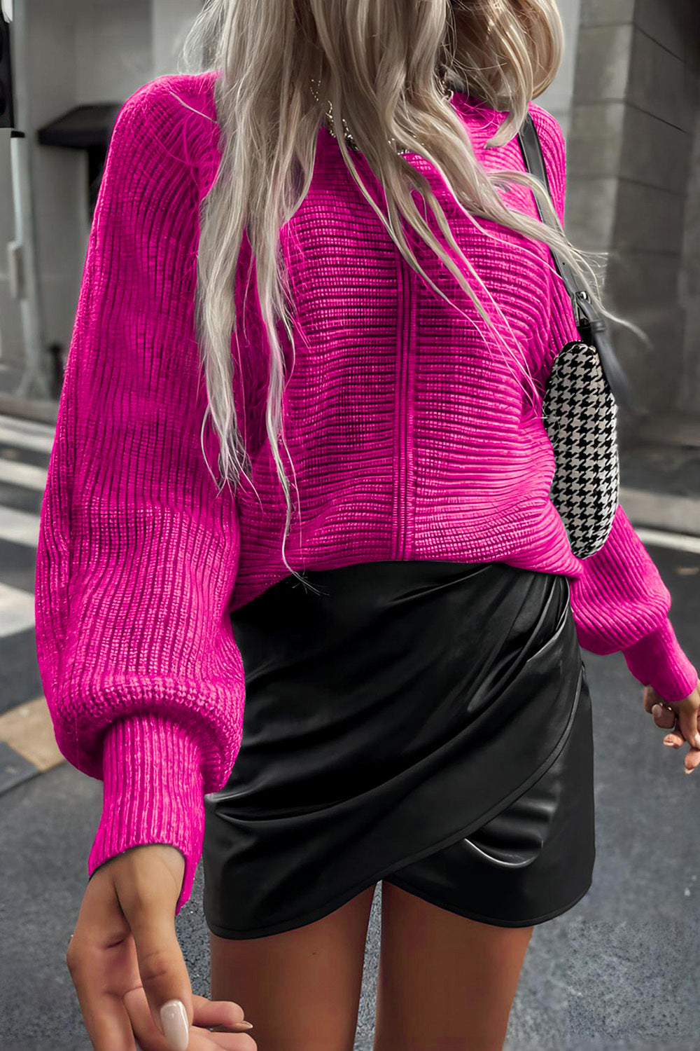 Horizontal Ribbing Round Neck Sweater - Pahabu - Women's Clothing & Shop