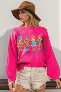 Double Take Full Size Sequin Nutcracker Long Sleeve Sweater - Pahabu - Women's Clothing & Shop
