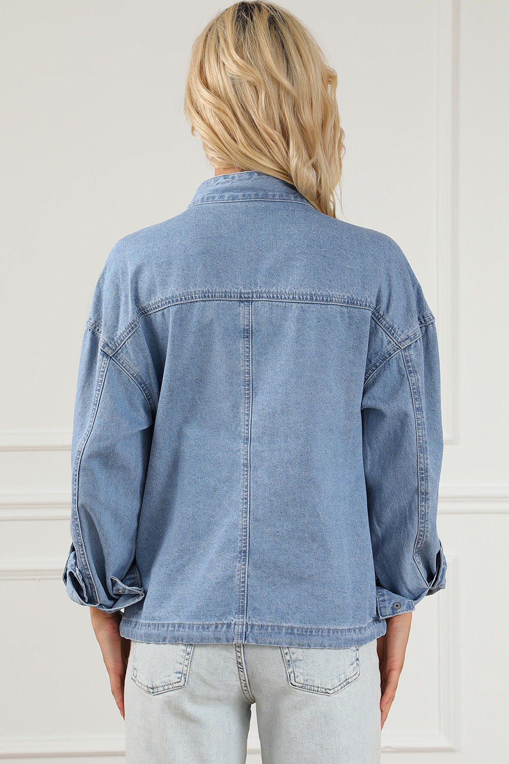 Snap Down Long Sleeve Denim Top - Pahabu - Women's Clothing & Shop