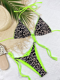 Leopard Print Halter Neck Tie Side Bikini Set - Pahabu - Women's Clothing & Shop