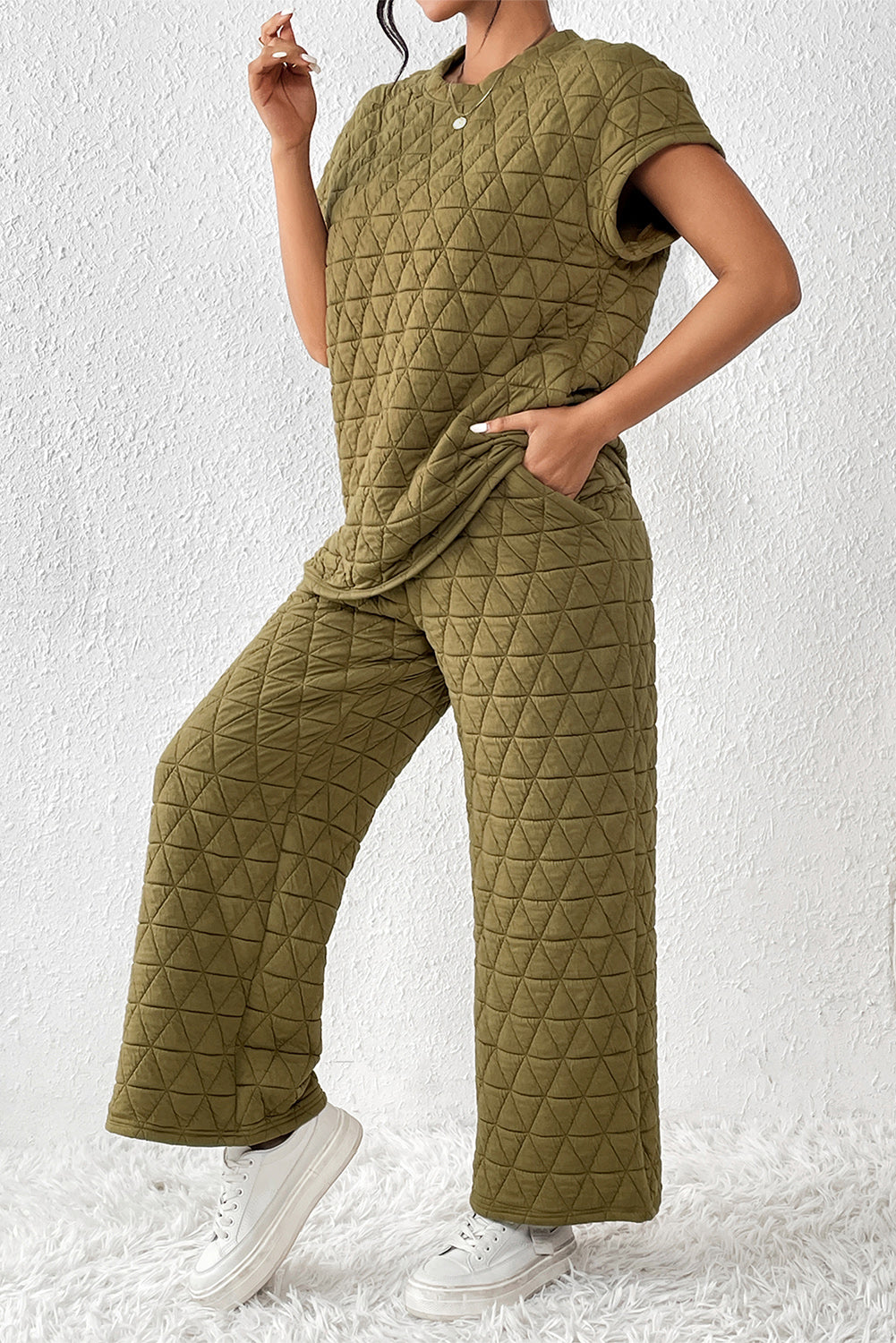 Short Sleeve Top and Pocketed Pants Lounge Set - Pahabu - Women's Clothing & Shop