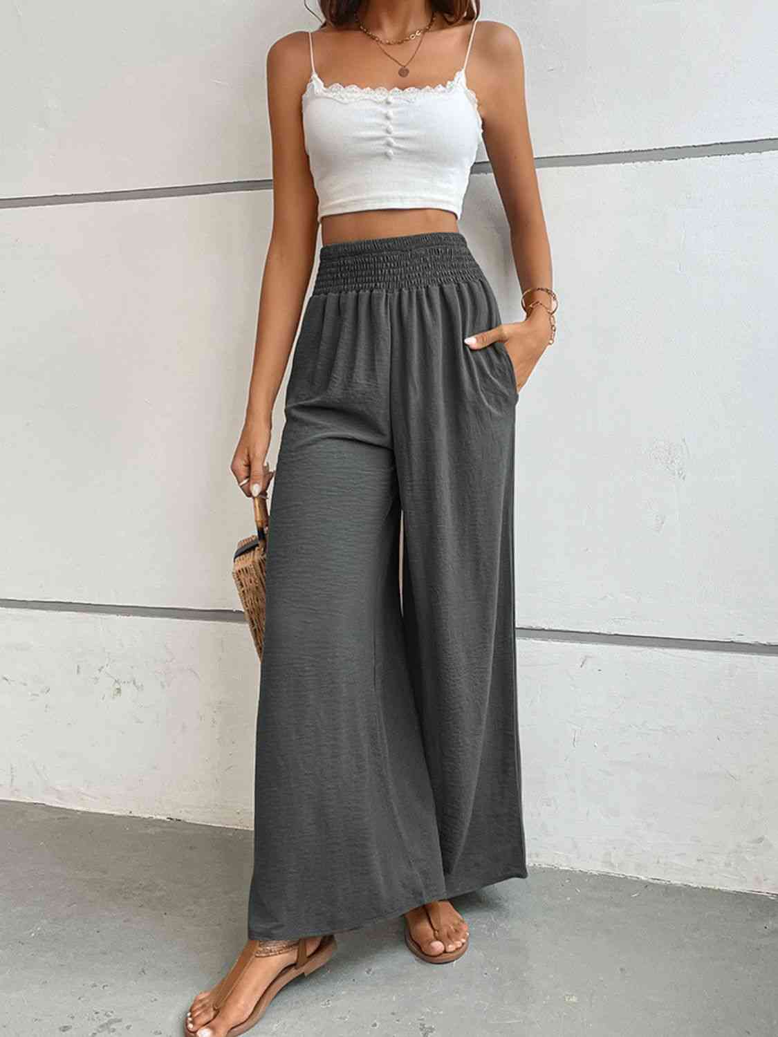 Perfee Wide Waistband Relax Fit Long Pants - Pahabu - Women's Clothing & Shop