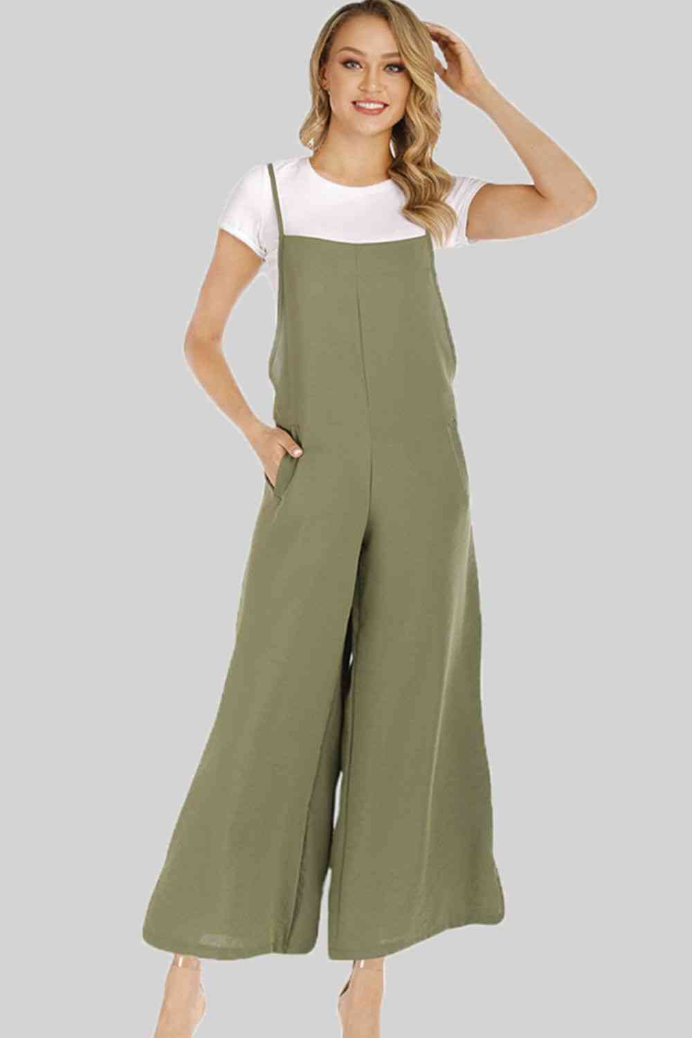 Full Size Cropped Wide Leg Overalls with Pockets - Pahabu - Women's Clothing & Shop