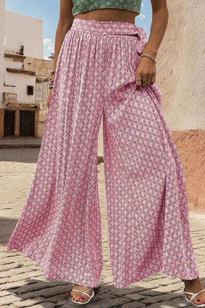 Perfee Printed Tied Wide Leg Pants - Pahabu - Women's Clothing & Shop