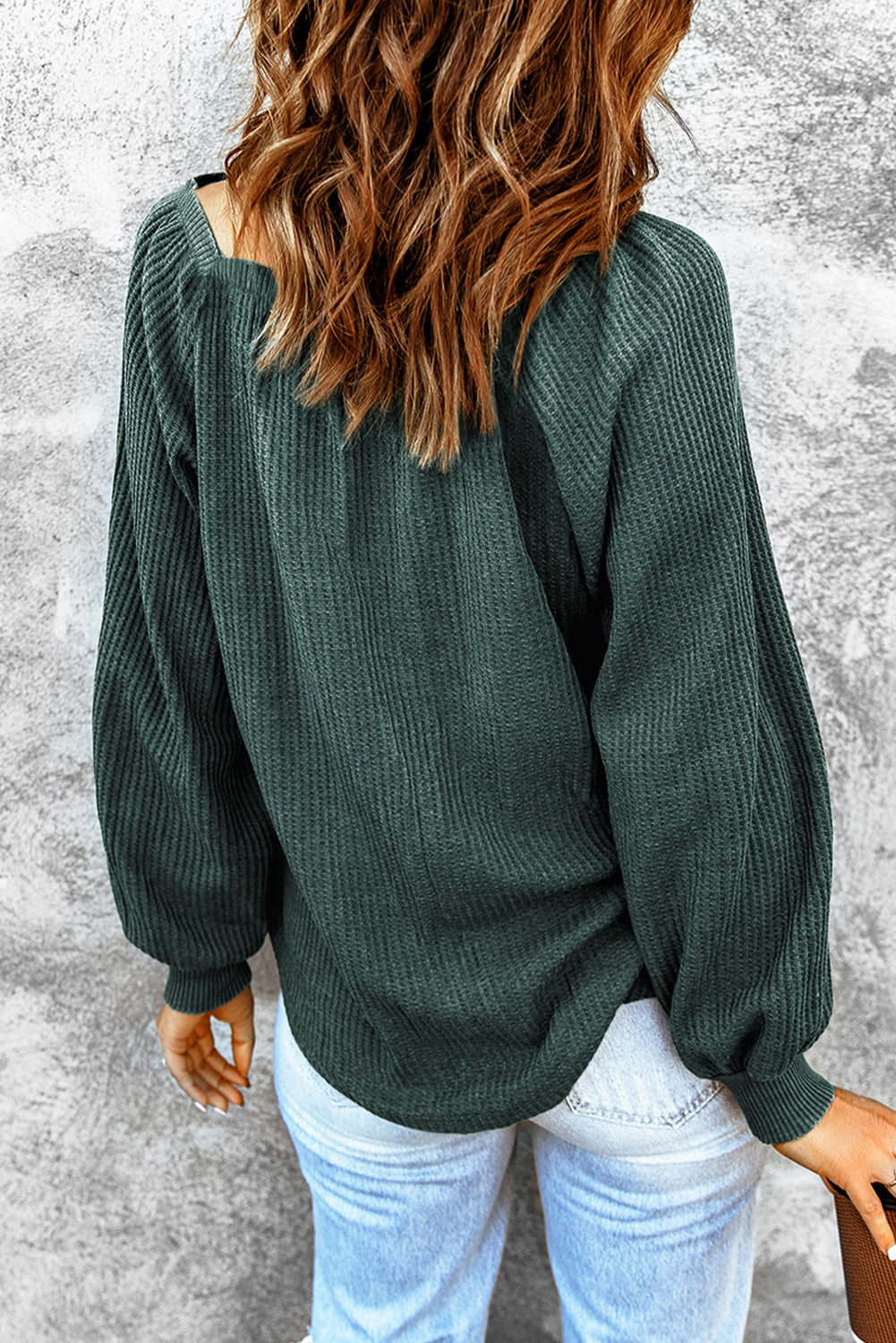 Square Neck Waffle-Knit Top - Pahabu - Women's Clothing & Shop