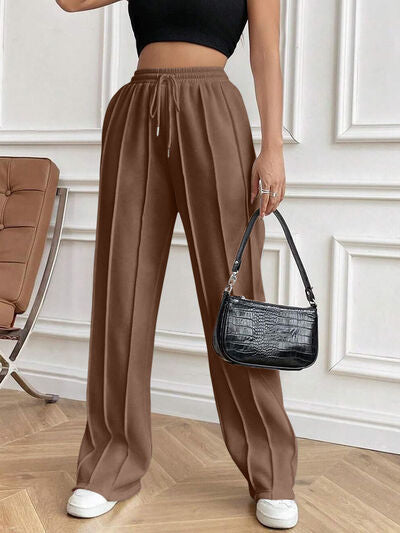Drawstring Elastic Waist Pants with Pockets - Pahabu - Women's Clothing & Shop