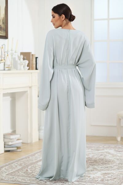 Round Neck Kimono Sleeve Tie Waist Dress - Pahabu - Women's Clothing & Shop
