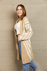 Woven Right Two-Tone Open Front Fuzzy Longline Cardigan - Pahabu - Women's Clothing & Shop