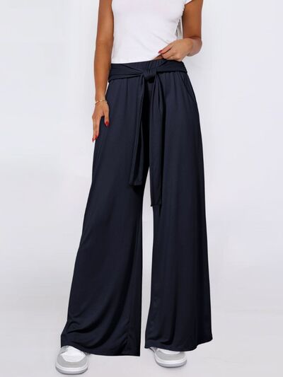 Tied Wide Leg Pants with Pockets - Pahabu - Women's Clothing & Shop