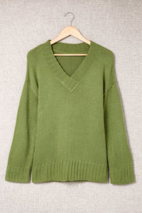 V-Neck Dropped Shoulder Sweater - Pahabu - Women's Clothing & Shop