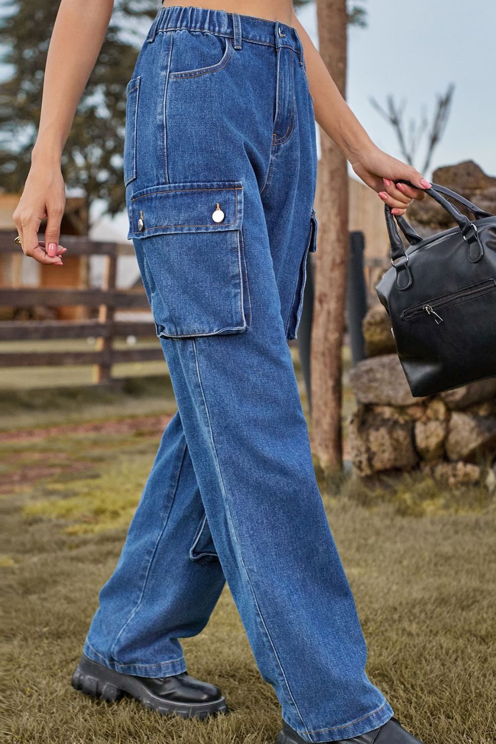 Loose Fit Long Jeans with Pockets - Pahabu - Women's Clothing & Shop