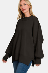 Zenana Side Slit Oversize Sweater