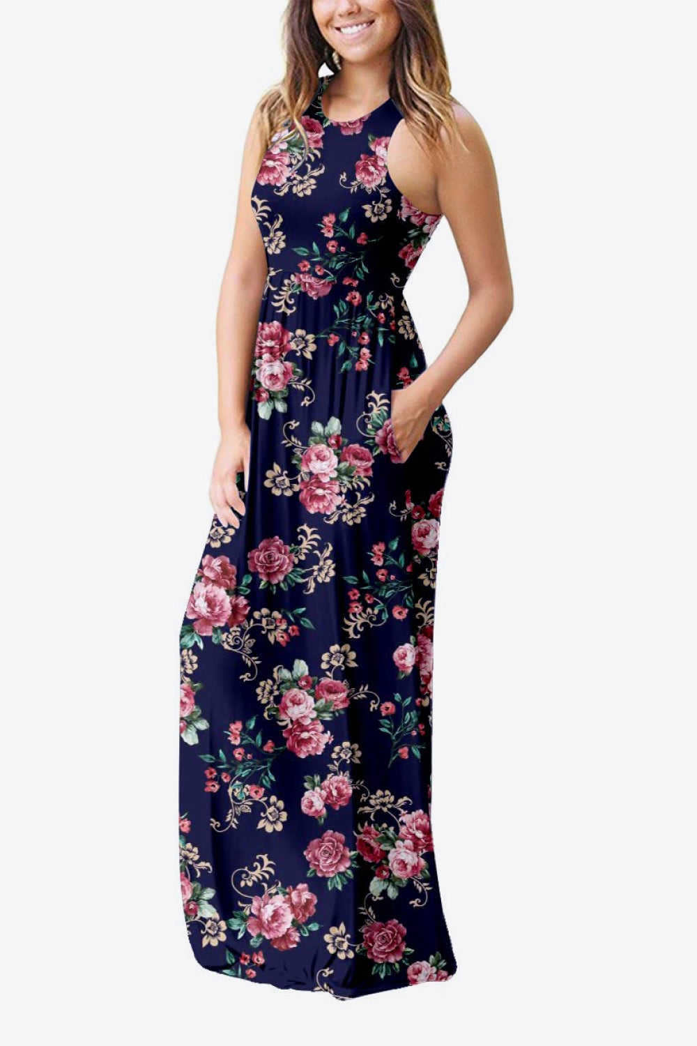 Empire Waist Sleeveless Dress with Pockets - Pahabu - Women's Clothing & Shop
