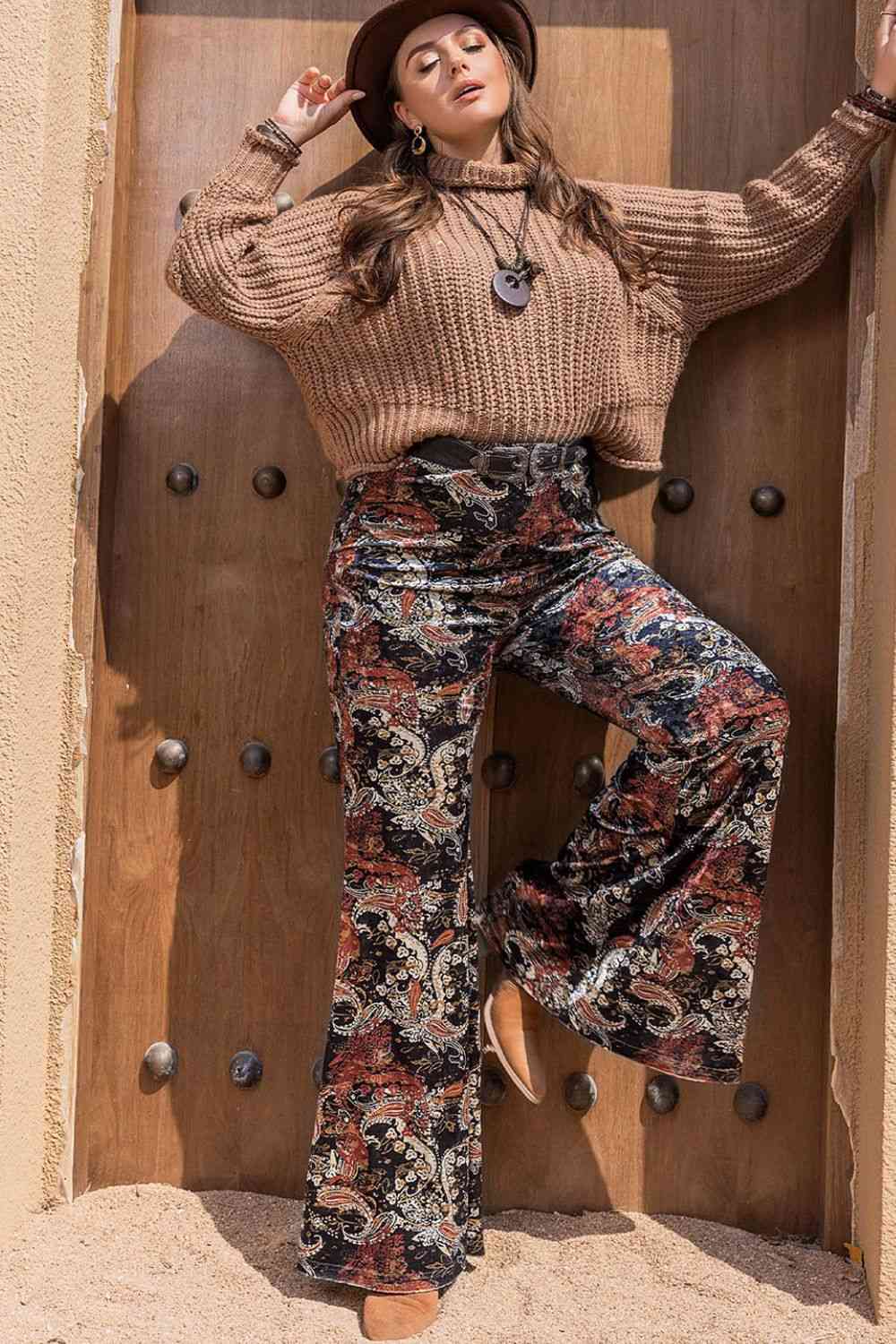Plus Size Printed Wide Leg Long Pants - Pahabu - Women's Clothing & Shop