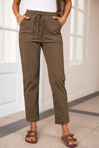 Drawstring Straight Pants with Pockets - Pahabu - Women's Clothing & Shop