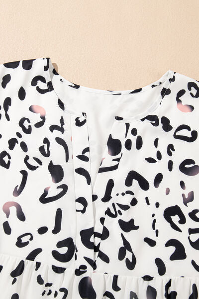 Leopard Notched Long Sleeve Dress - Pahabu - Women's Clothing & Shop