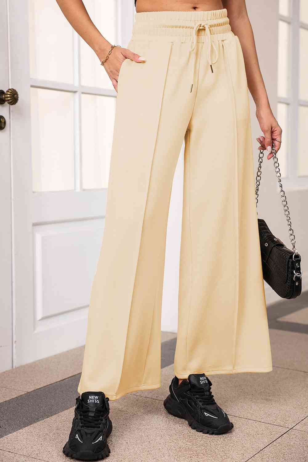 Drawstring Wide Leg Pants with Pockets - Pahabu - Women's Clothing & Shop