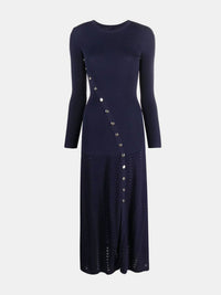Openwork Round Neck Long Sleeve Sweater Dress - Pahabu - Women's Clothing & Shop