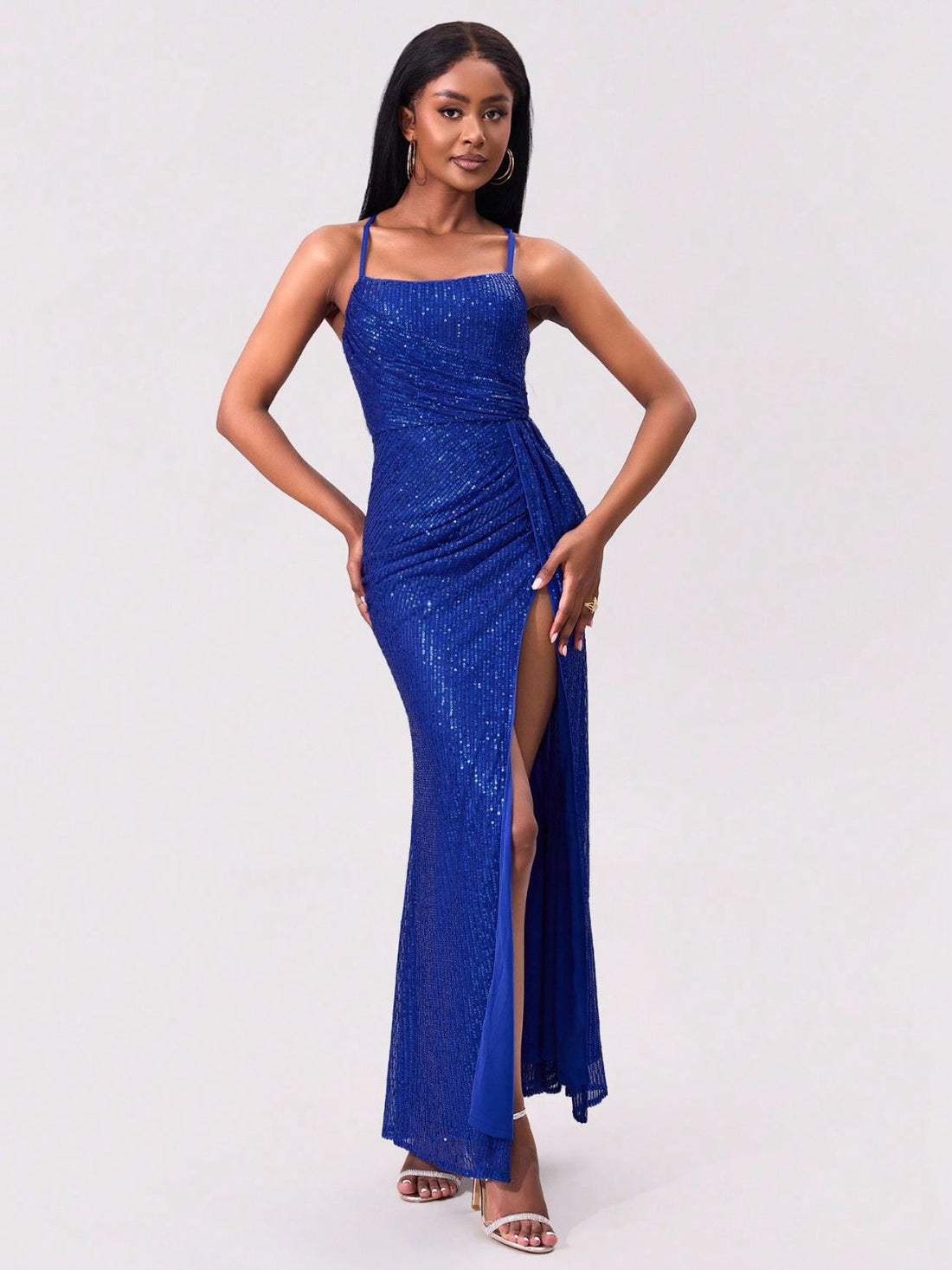 Slit Sequin Square Neck Spaghetti Strap Dress - Pahabu - Women's Clothing & Shop