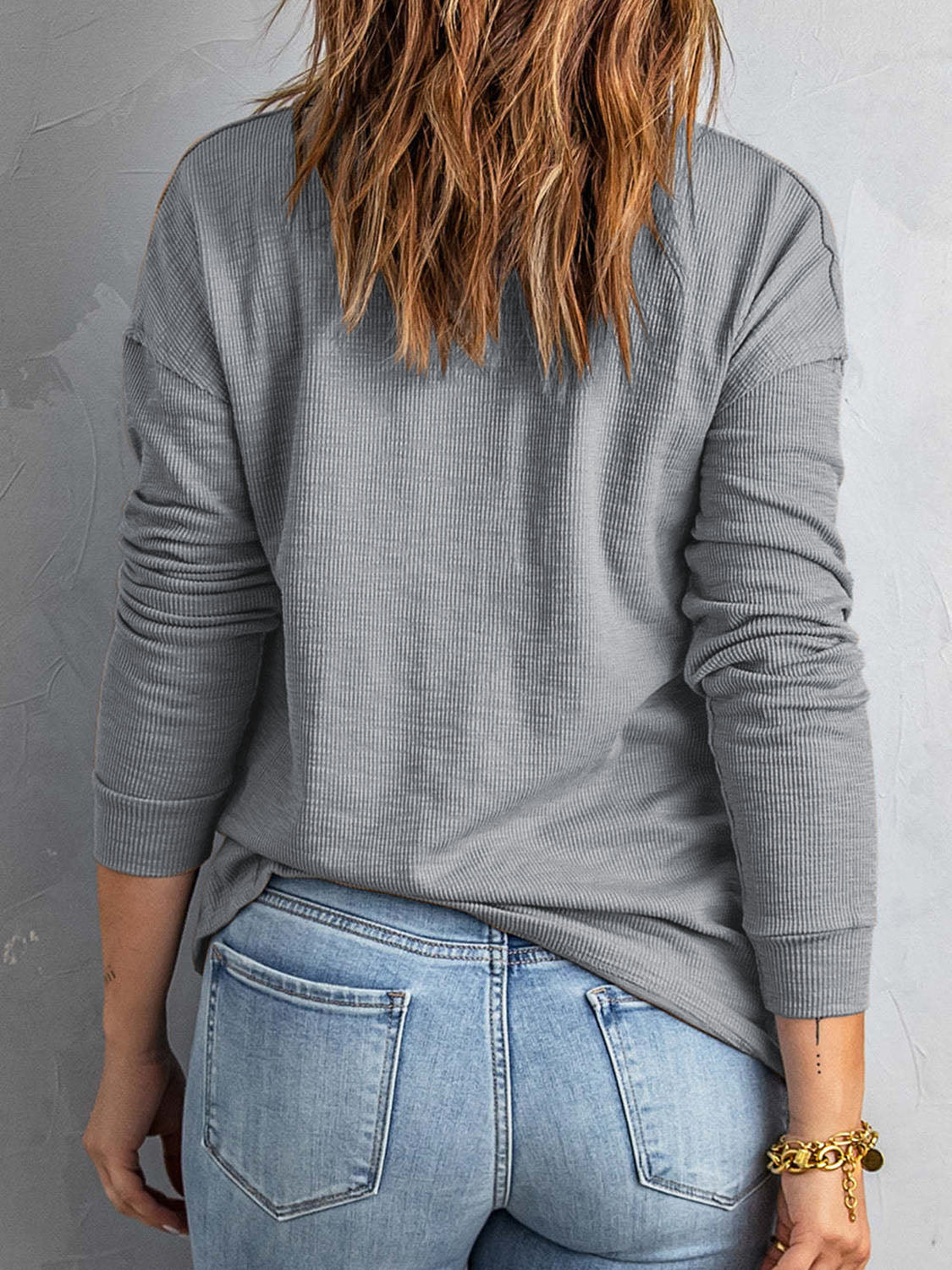 Collared Neck Half Button Top - Pahabu - Women's Clothing & Shop
