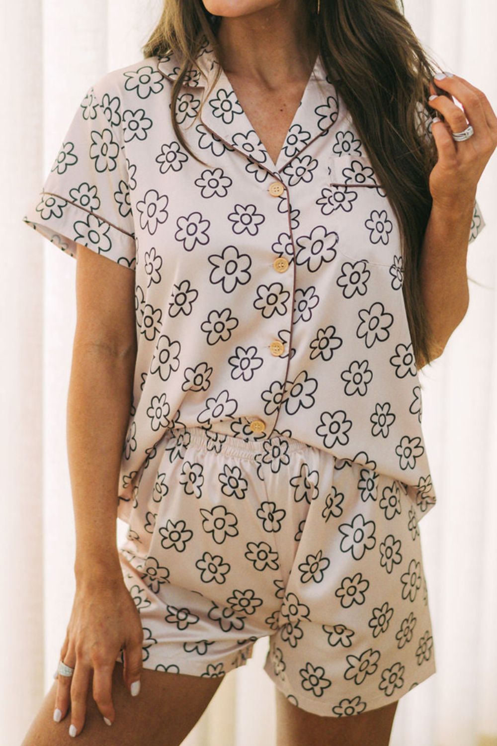 Flower Printed Top and Shorts Lounge Set - Pahabu - Women's Clothing & Shop