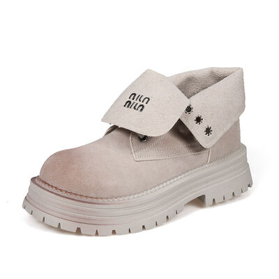 Lace Up Round Toe Platform Boots - Pahabu - Women's Clothing & Shop