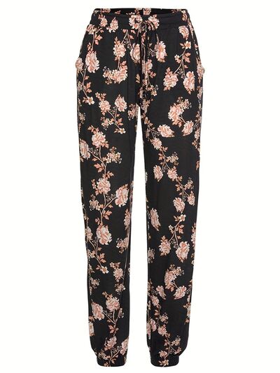 Drawstring Flower Pants with Pockets - Pahabu - Women's Clothing & Shop