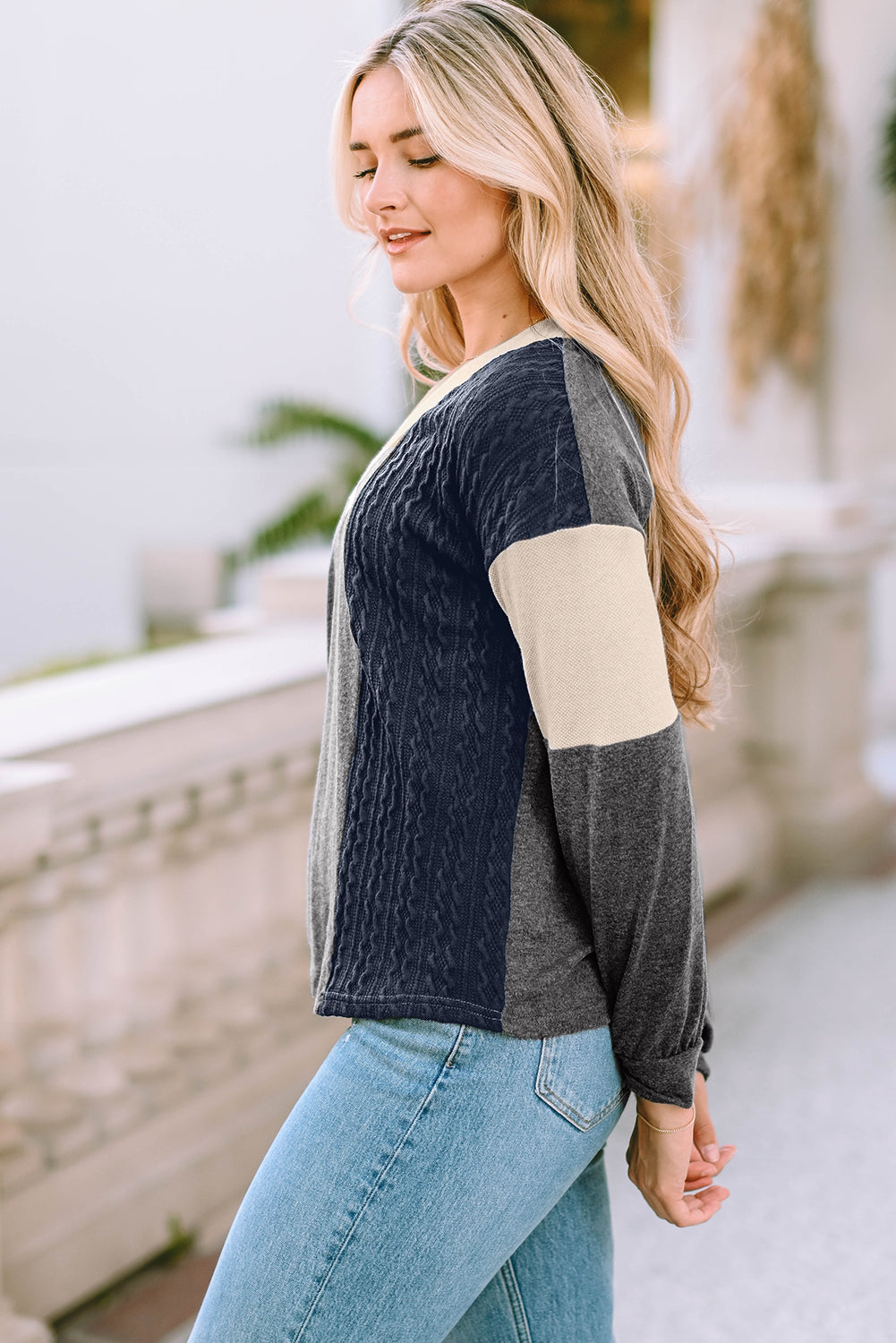 V Neck Color Block Top - Pahabu - Women's Clothing & Shop