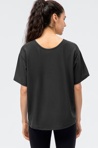 Round Neck Short Sleeve Active Tee - Pahabu - Women's Clothing & Shop