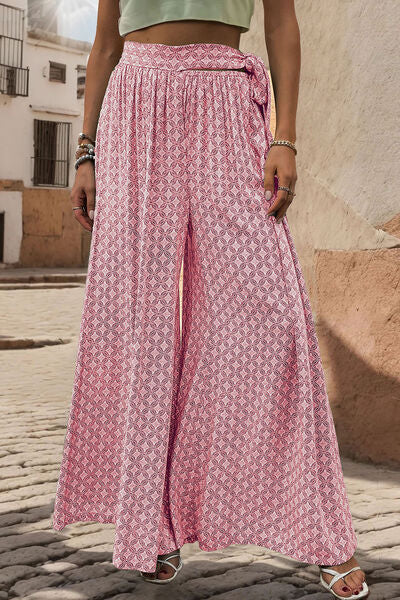 Perfee Printed Tied Wide Leg Pants - Pahabu - Women's Clothing & Shop
