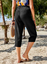 Pocketed Elastic Waist Capris - Pahabu - Women's Clothing & Shop