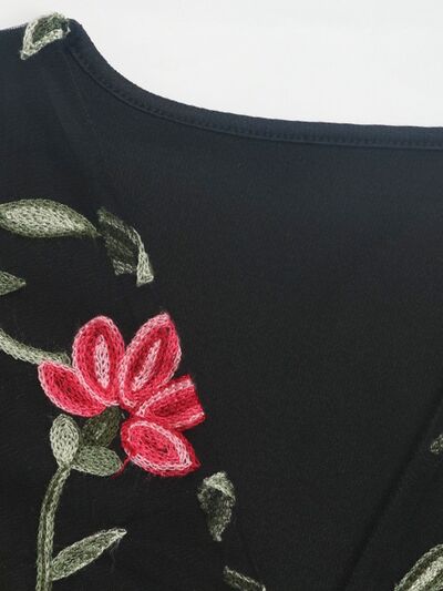 Perfee Embroidered V-Neck Floral Bodysuit - Pahabu - Women's Clothing & Shop