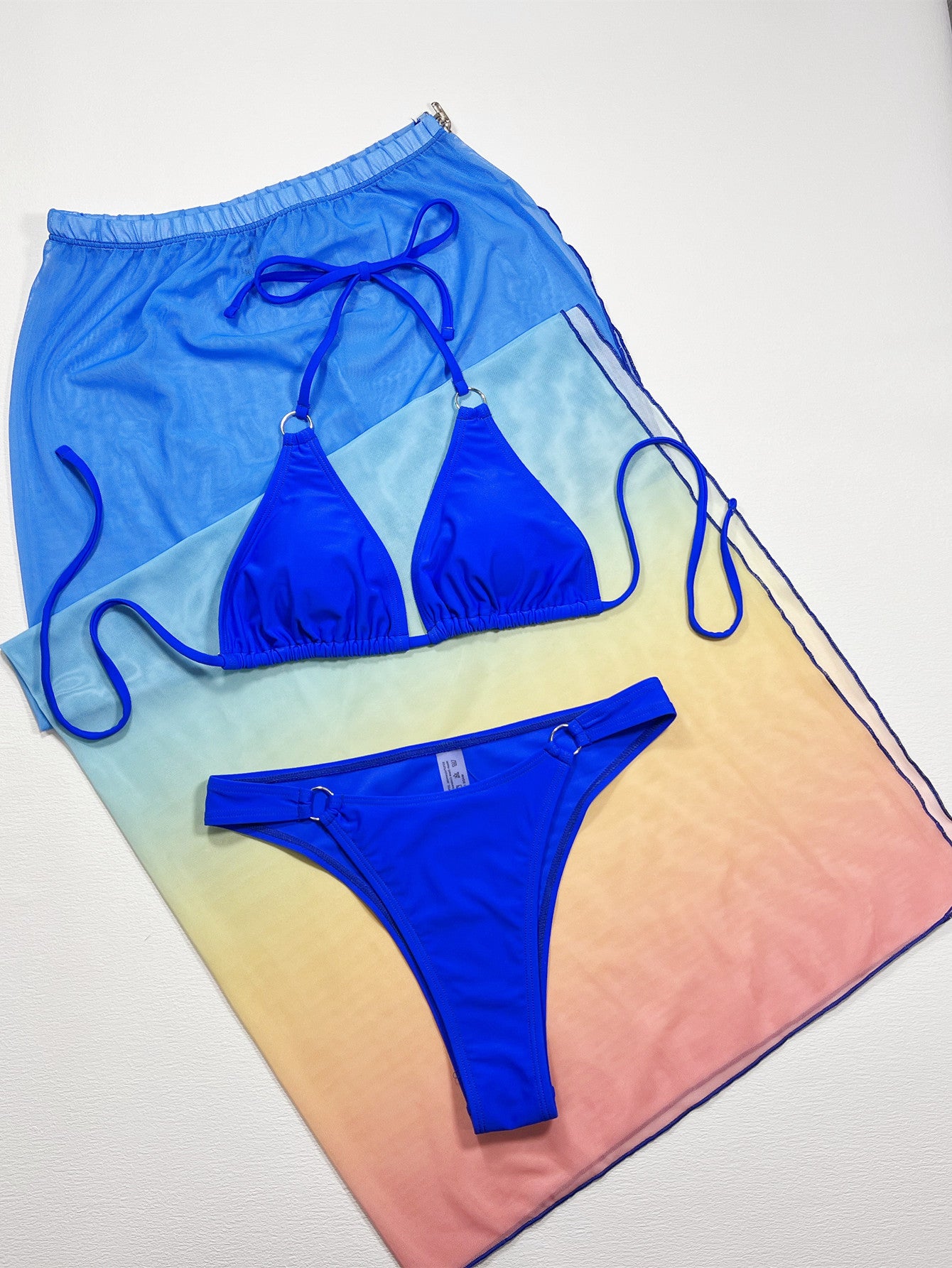 Gradient Halter Neck Three-Piece Swim Set - Pahabu - Women's Clothing & Shop