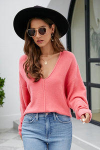V-Neck Center Seam Sweater - Pahabu - Women's Clothing & Shop
