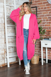 Letter Dropped Shoulder Long Sleeve Cardigan - Pahabu - Women's Clothing & Shop