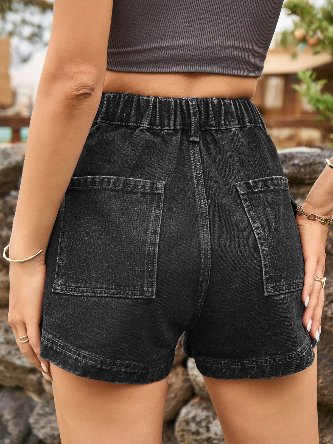 High Waist Denim Shorts with Pockets - Pahabu - Women's Clothing & Shop